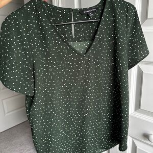 Shantivoh Dark Green Polka Dot Blouse